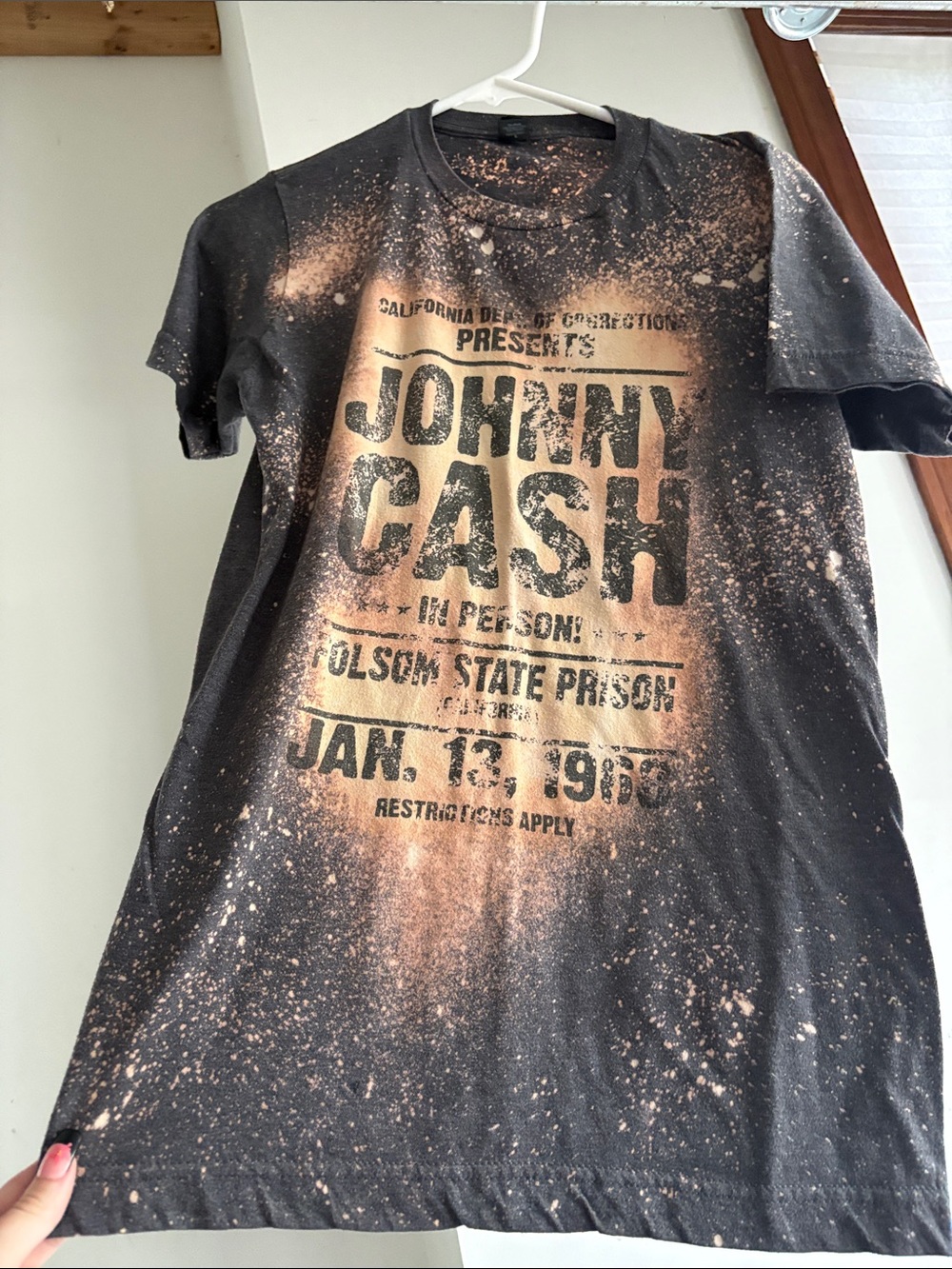 Johnny Cash Graphic Tee - Black with Bleached Accents